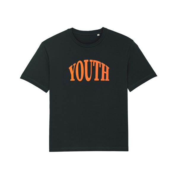 T-Shirt (Youth) Black with Orange/Red Gradient Writing