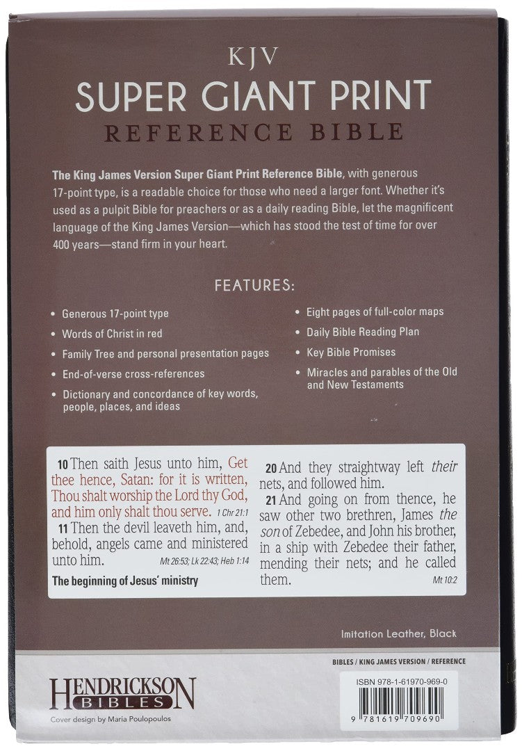 KJV Super Giant Print Reference Bible, Black - Re-vived
