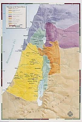 Abingdon Bible Land Map--Palestine in the Time of Jesus - Re-vived