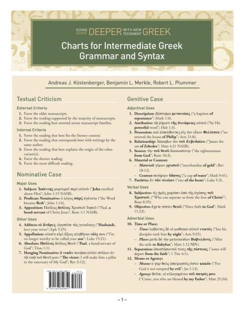 Charts for Intermediate Greek Grammar and Syntax - Re-vived