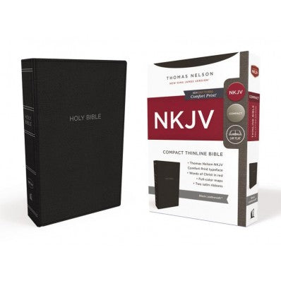 NKJV Thinline Bible, Compact, Black, Red Letter Ed. - Re-vived
