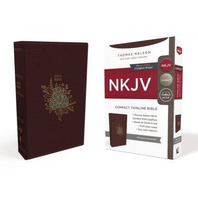 NKJV Thinline Bible, Compact, Burgundy, Red Letter Ed. - Re-vived