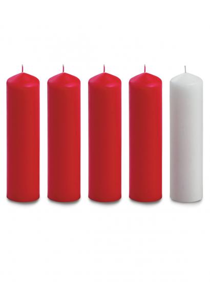Advent Candle Set 8" x 2" - 4 Red, 1 White - Re-vived