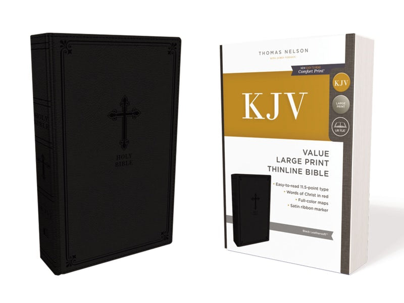 KJV Value Thinline Bible, Black, Large Print, Red Letter Ed. - Re-vived