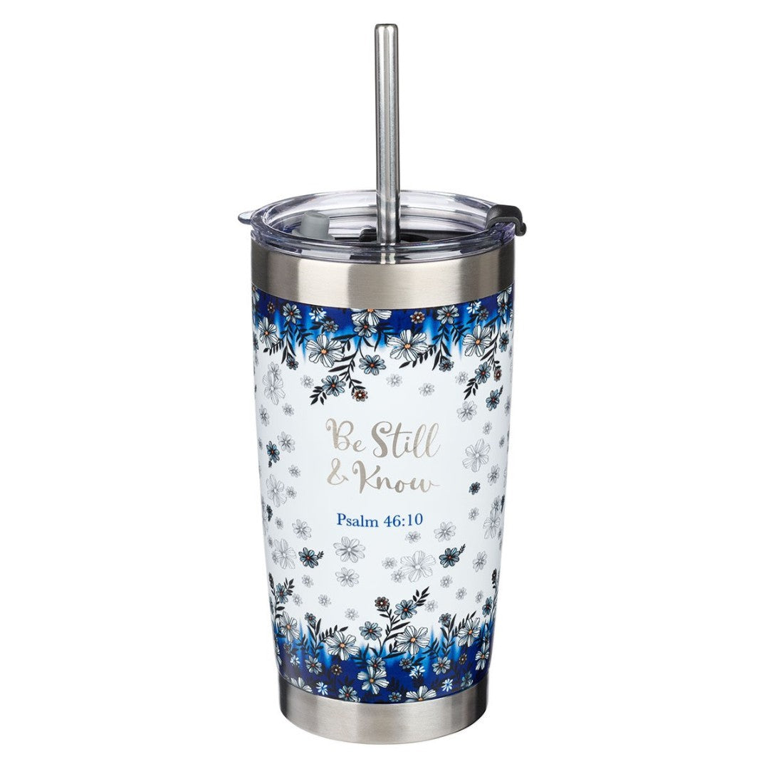 Be Still and Know Floral Stainless Steel Travel Mug - Re-vived