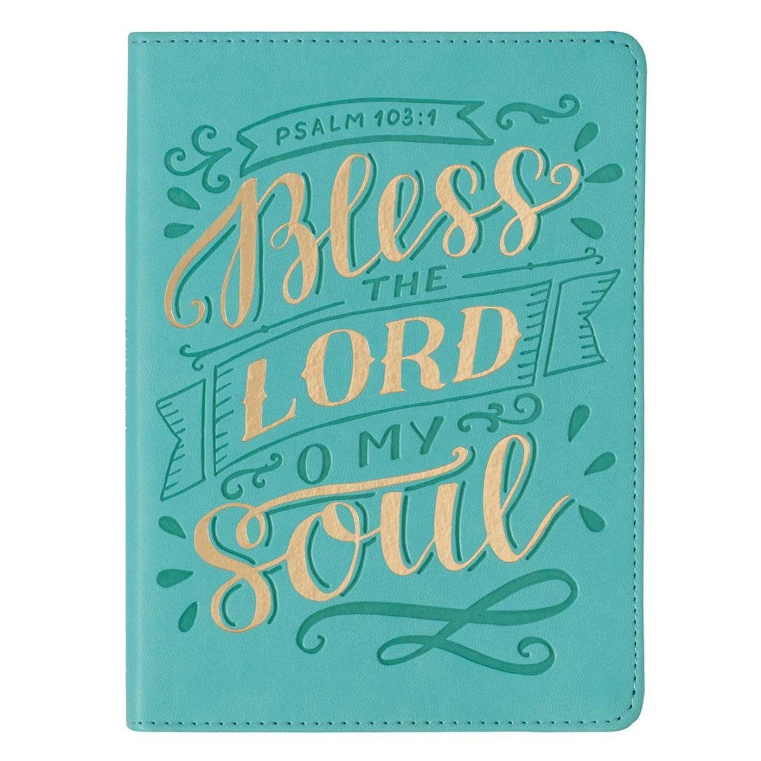 Bless the Lord Teal Faux Leather Handy-Sized Journal - Re-vived