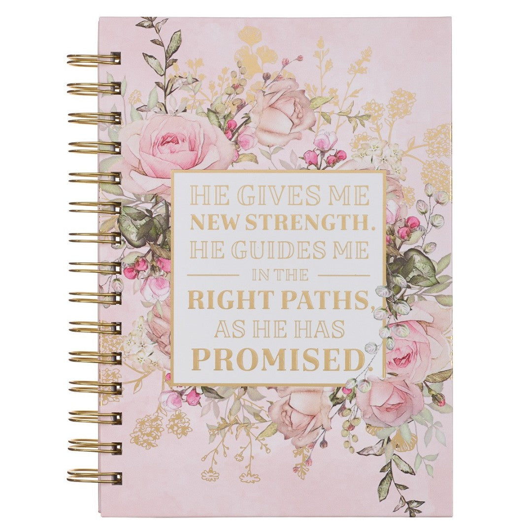 He Gives Me New Strength Large Wirebound Journal - Re-vived