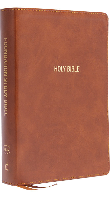 NKJV Foundation Study Bible, Large Print, Brown, Red Letter - Re-vived
