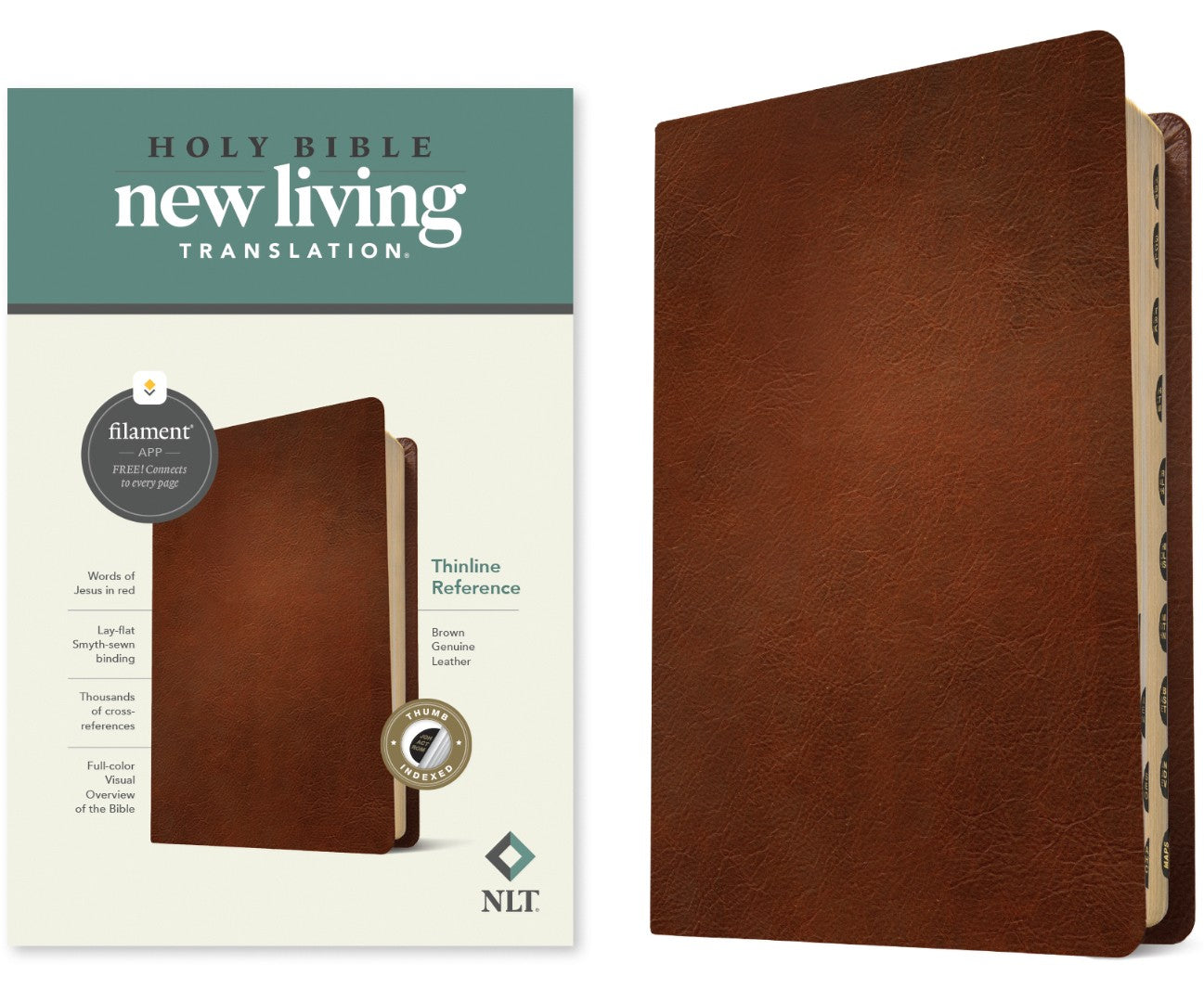 NLT Thinline Reference Bible, Filament Edition, Brown - Re-vived