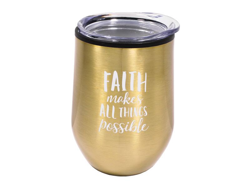 Mug Tumbler Stainless Steel Faith Gold 12oz - Re-vived