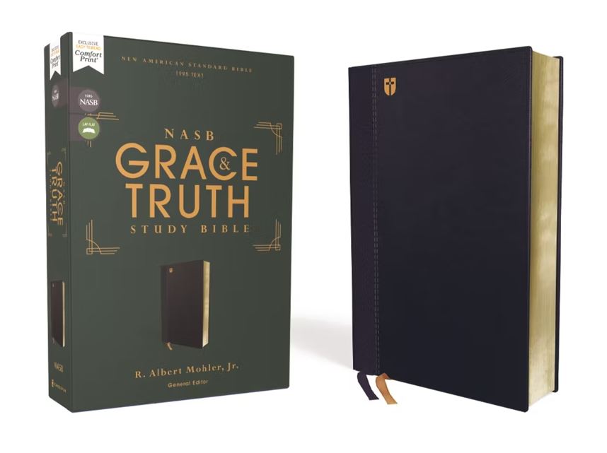 NASB, The Grace and Truth Study Bible Leathersoft, Navy - Re-vived