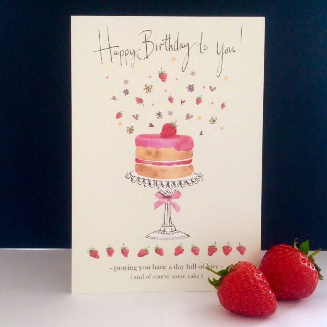 Strawberry Cake Birthday Card - Re-vived