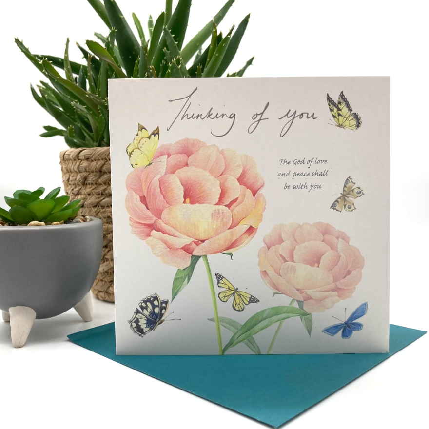 Thinking Of You - Peonies Sympathy Card - Re-vived