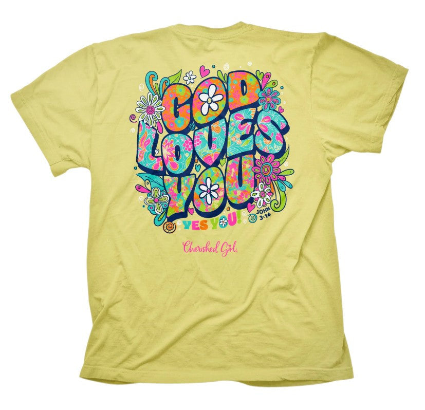 Cherished Girl God Loves You T-Shirt, Large - Re-vived