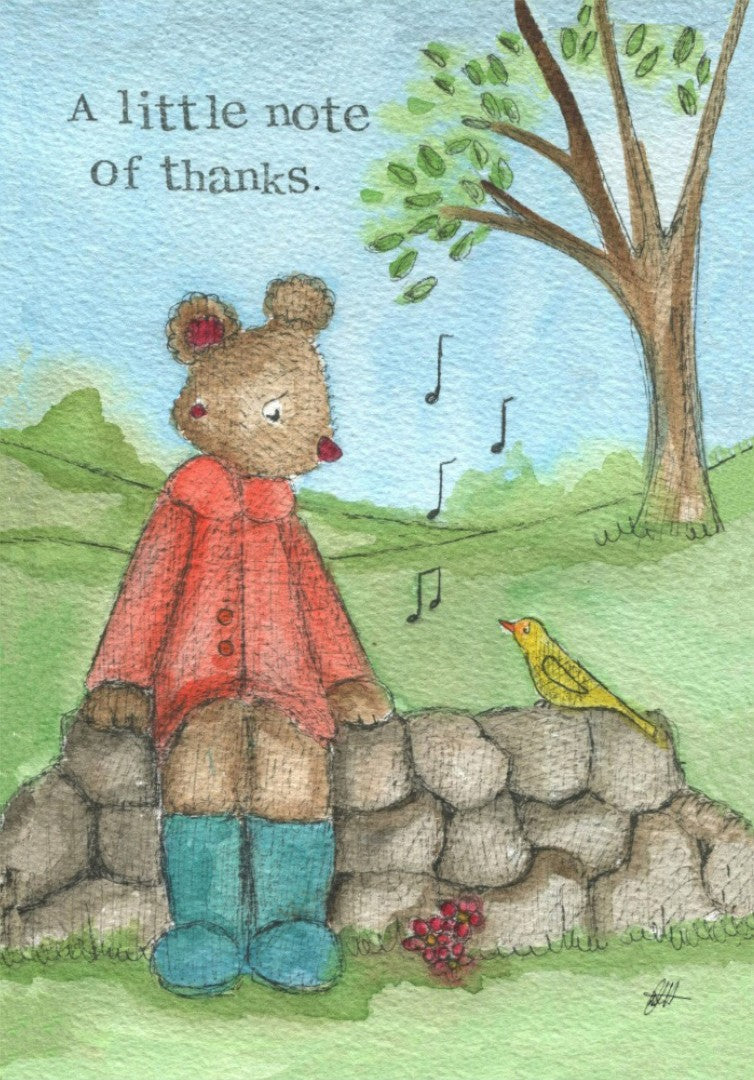 Thank You Card a Little Note of Thanks Single Card - Re-vived