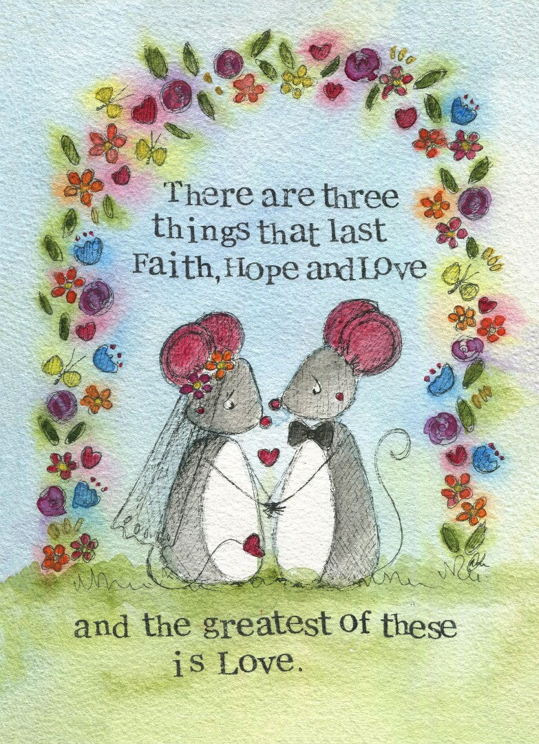 Wedding Card Faith, Hope and Love Single Card - Re-vived