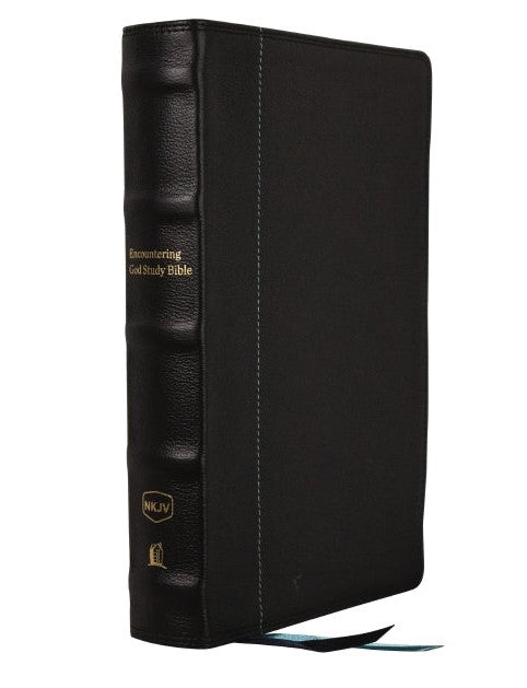 NKJV Encountering God Study Bible, Black Leather, Indexed - Re-vived
