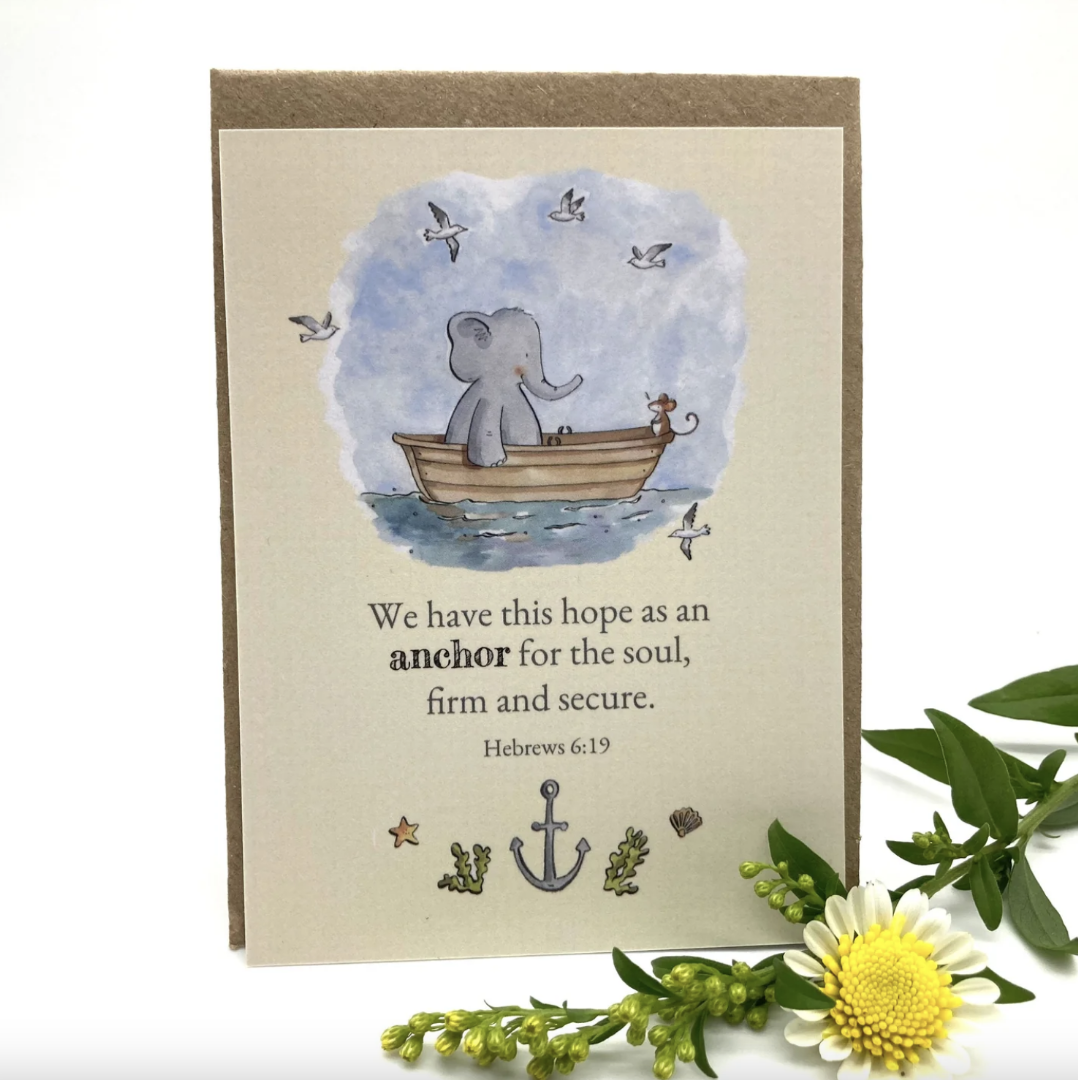 We Have This Hope as an Anchor Elephant Prayer Card - Re-vived