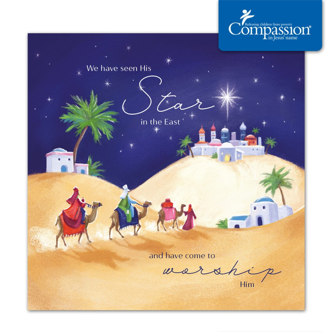 Compassion Charity Christmas Cards: Follow The Star (10pk) - Re-vived