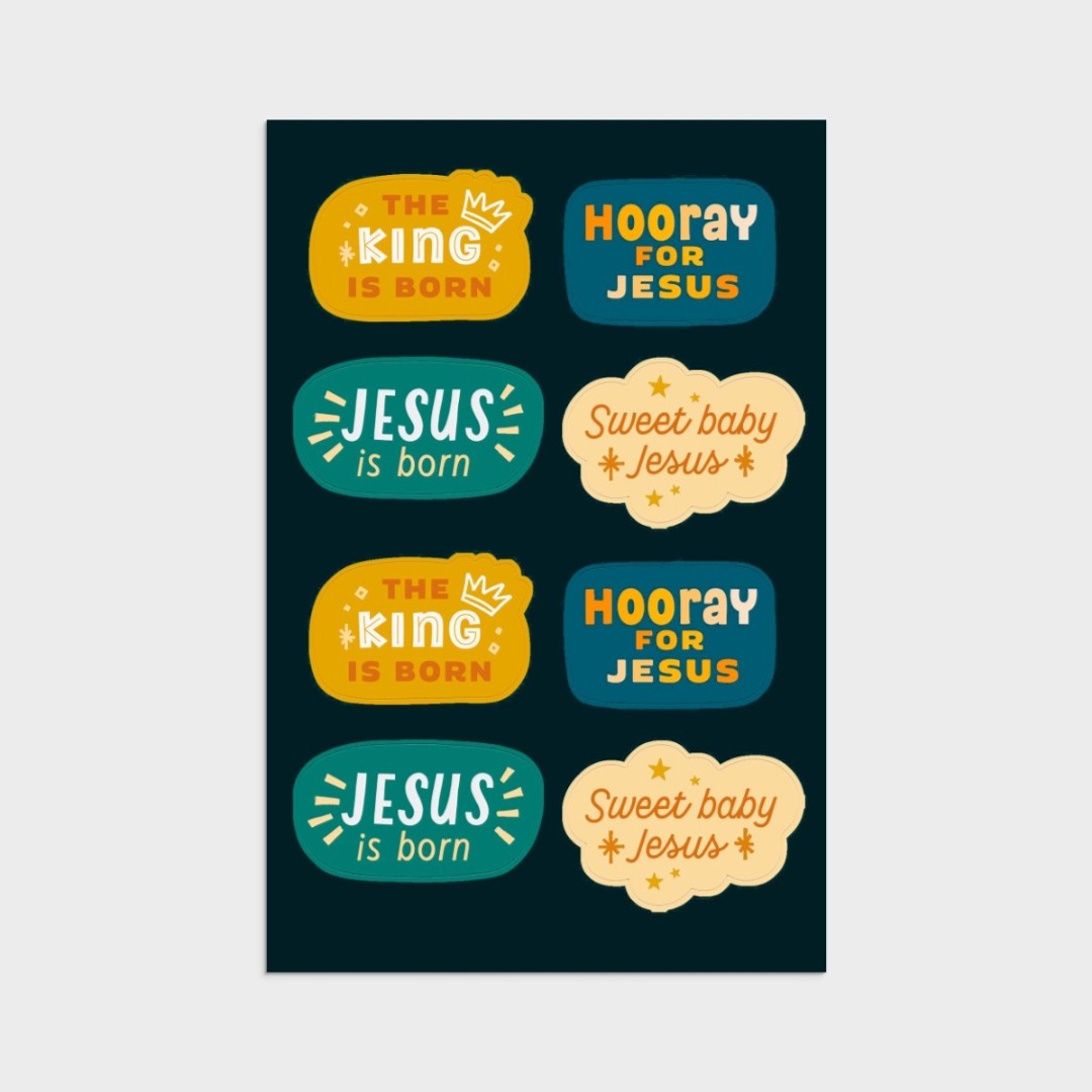 Nativity Sticker Christmas Cards, 8 Christmas Sticker Sheets - Re-vived
