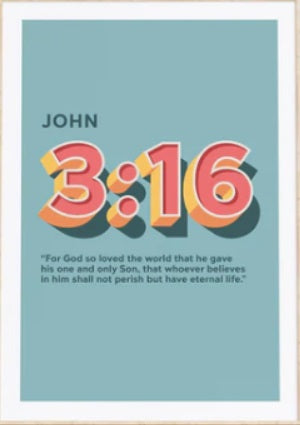 For God So Loved - John 3:16 - A4 Print (Blue) - Re-vived
