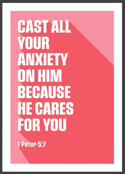 Cast All Your Anxiety On Him - 1 Peter 5:7 - A4 Print - Cora - Re-vived