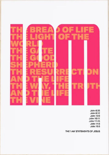 The 7 'I Am' Statements Of Jesus - A3 Print - Red - Re-vived