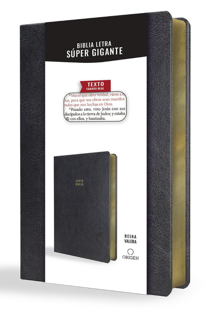 Biblia Reina Valera Letra Súper Gigante, Símil Piel Negro - Re-vived