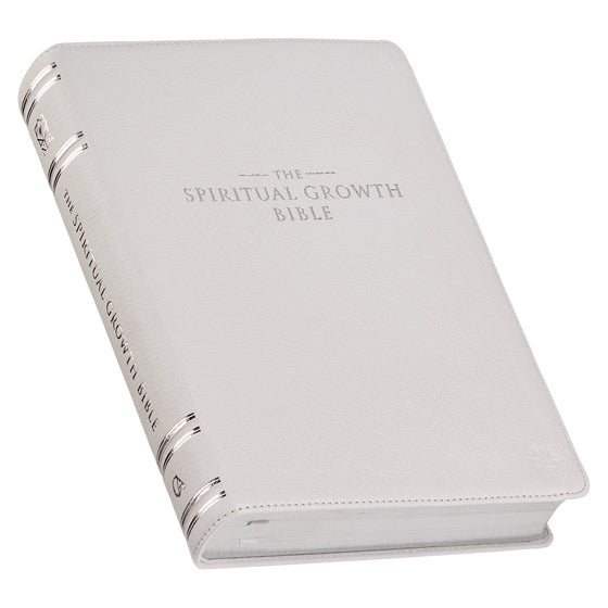 White Full Grain Leather Spiritual Growth Bible - Re-vived