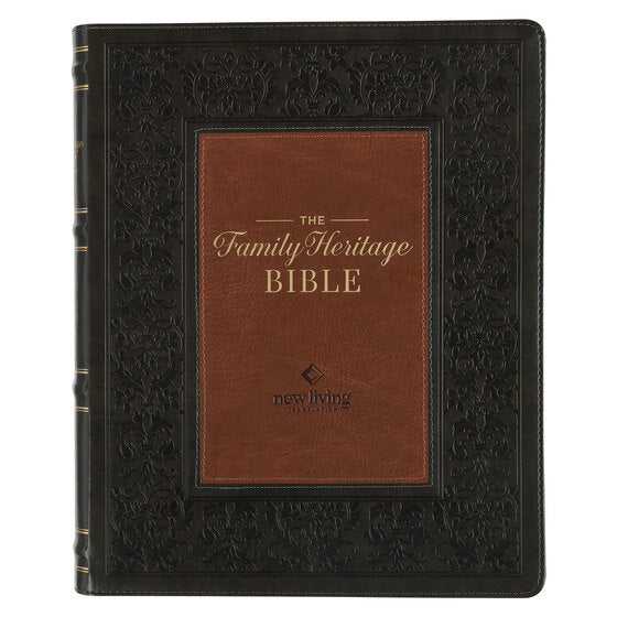 NLT Two-Tone Brown Faux Leather Family Heritage Bible - Re-vived