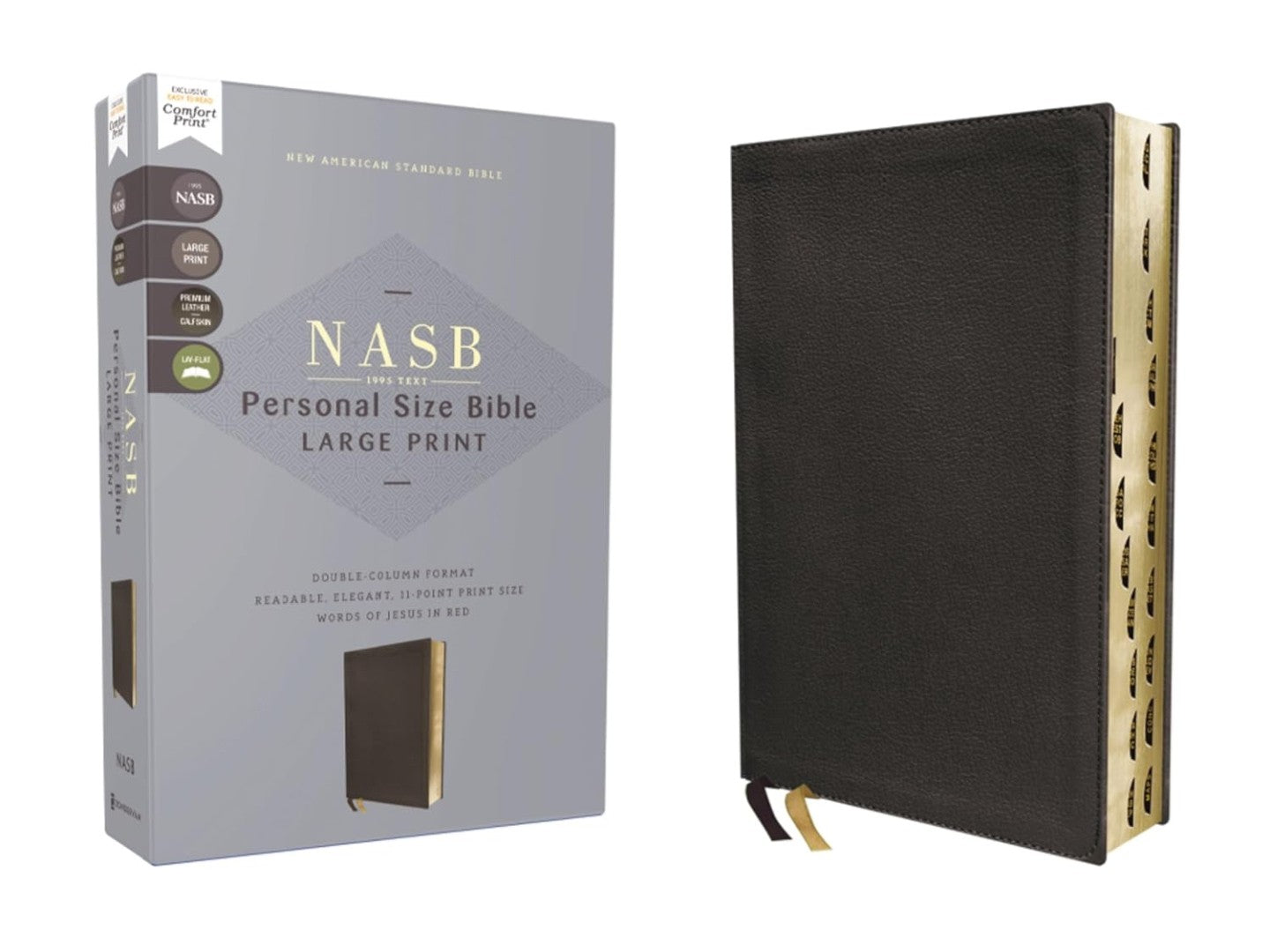 NASB, Personal Size Bible, Large Print, Genuine Leather - Re-vived