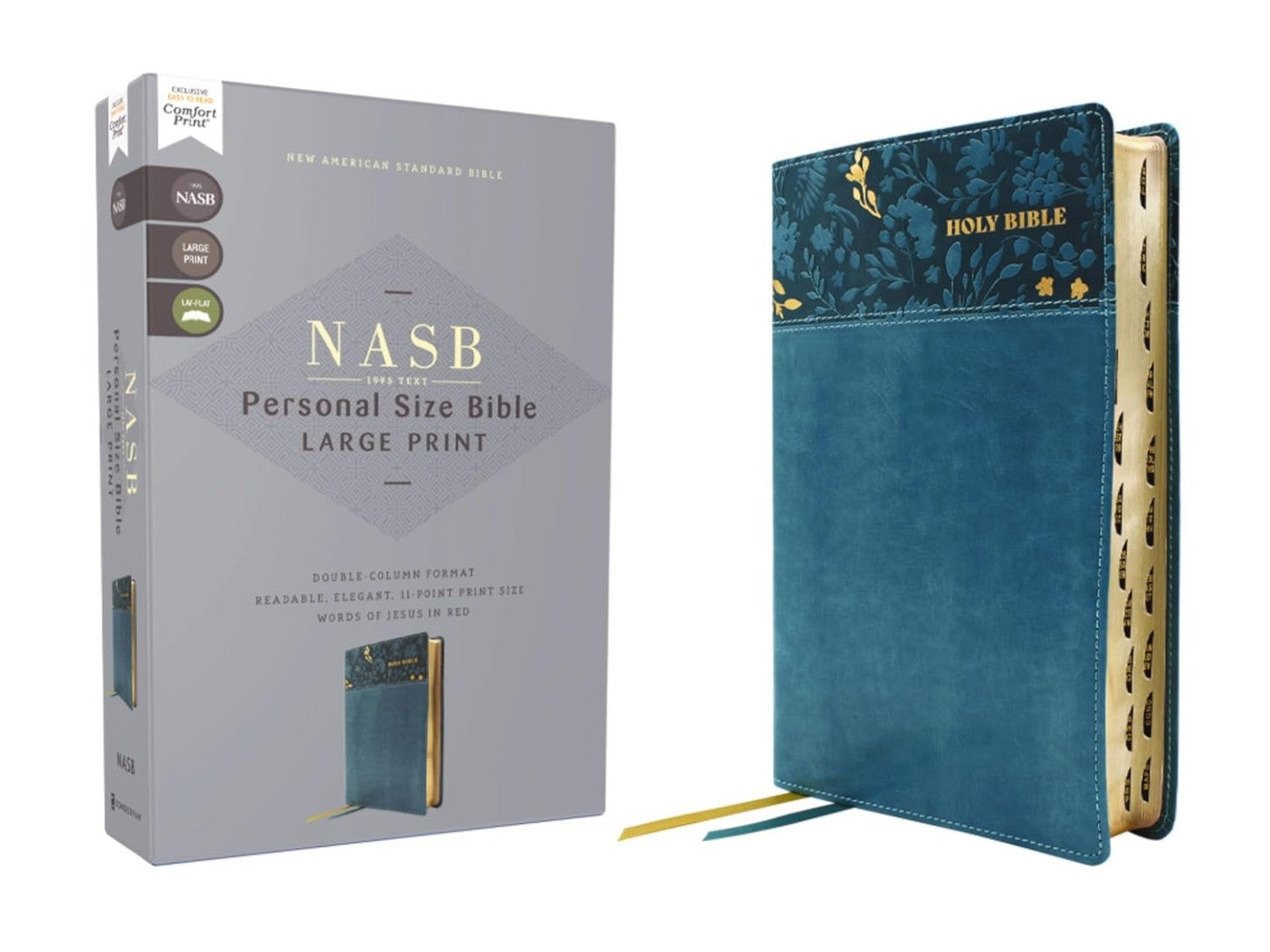 NASB, Personal Size Bible, Large Print, Leathersoft, Teal - Re-vived
