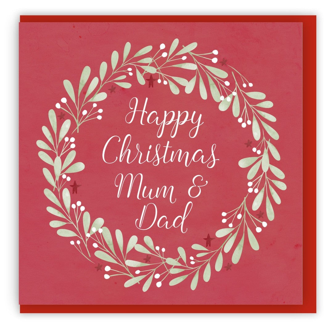 Happy Christmas Mum And Dad Single Christmas Card - Re-vived