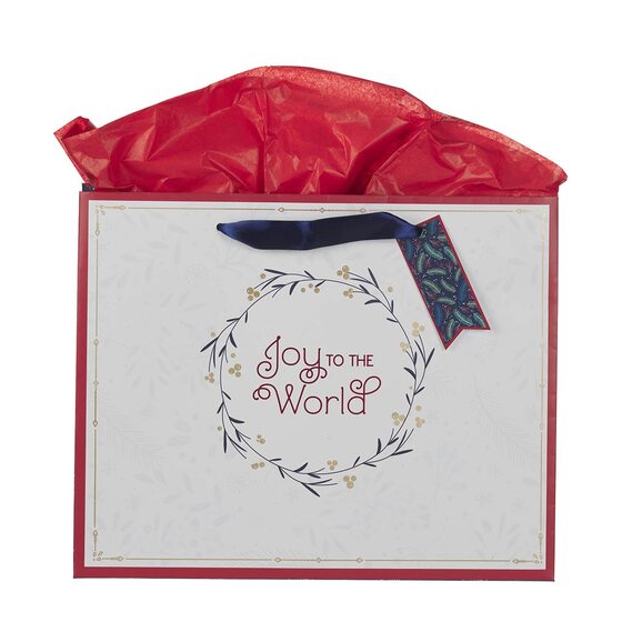 Large Gift Bag: Joy To The World (White) - Re-vived