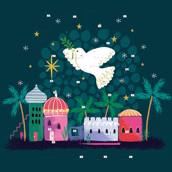 Square Advent Calendar Card: Dove/Bethlehem - Re-vived