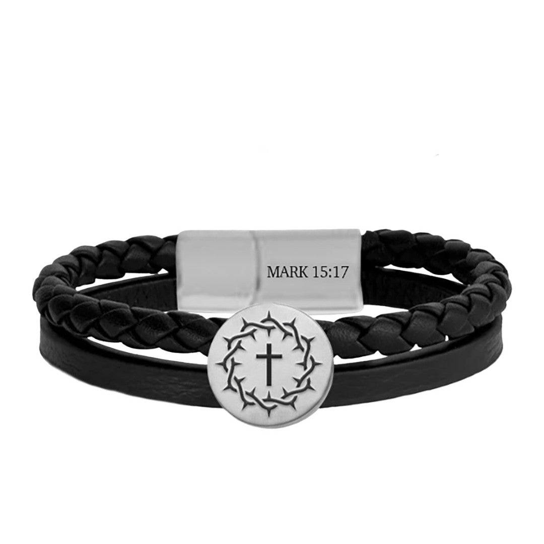 Crown Cross Braided Metal Bracelet - Re-vived