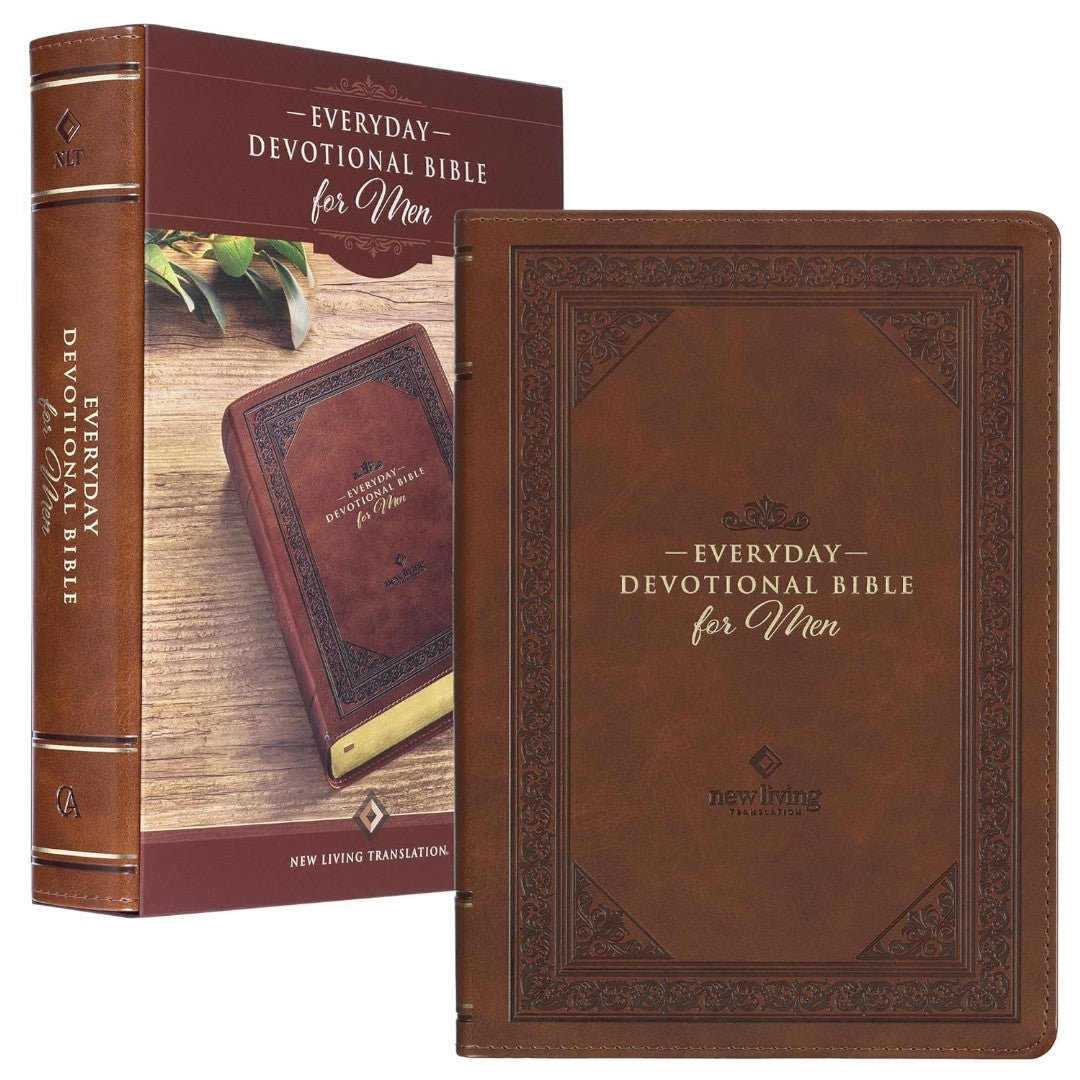 Chestnut Brown Faux Leather NLT Everyday Devotional Bible - Re-vived