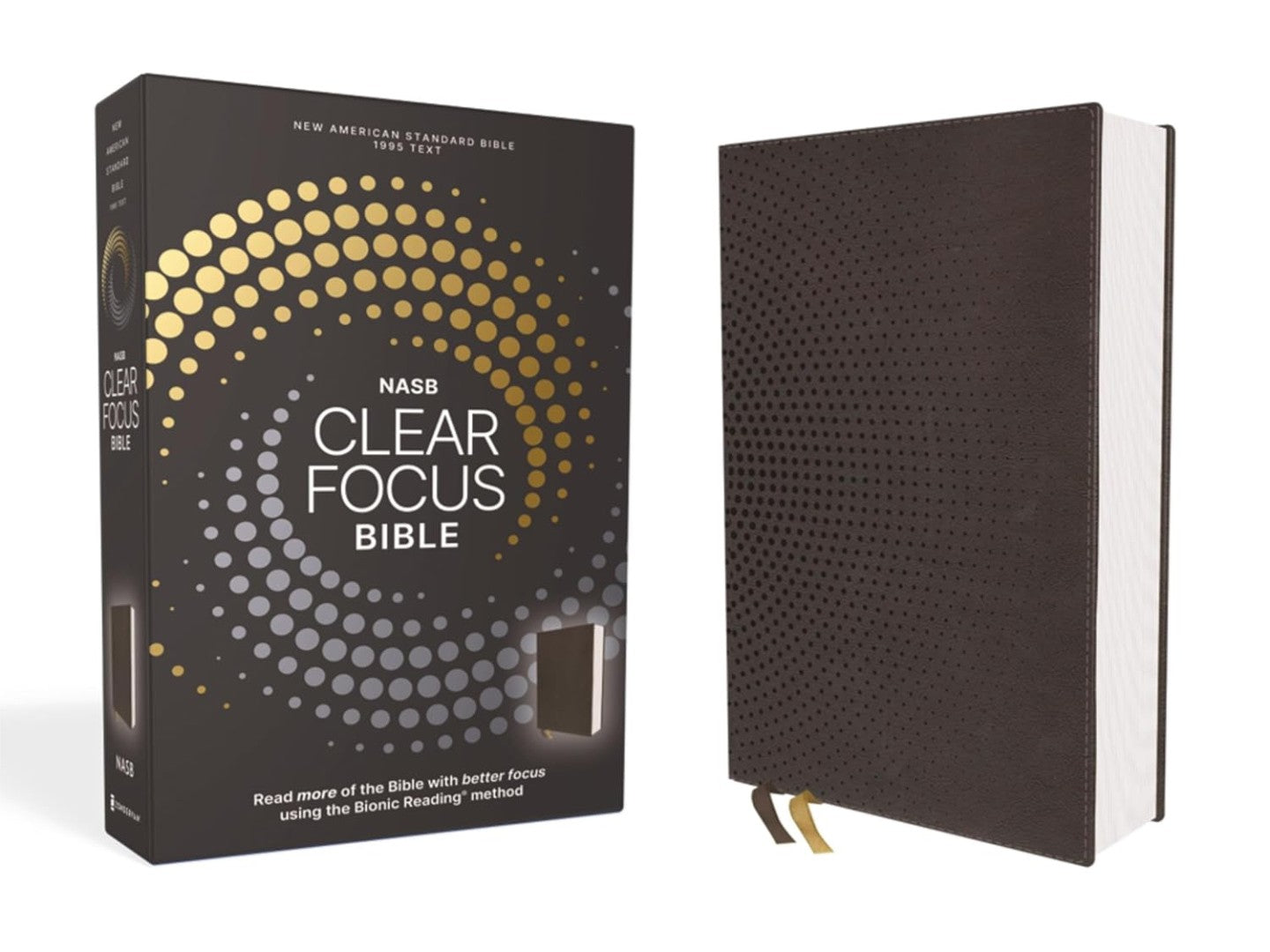 NASB, Clear Focus Bible, Leathersoft, Charcoal Brown - Re-vived