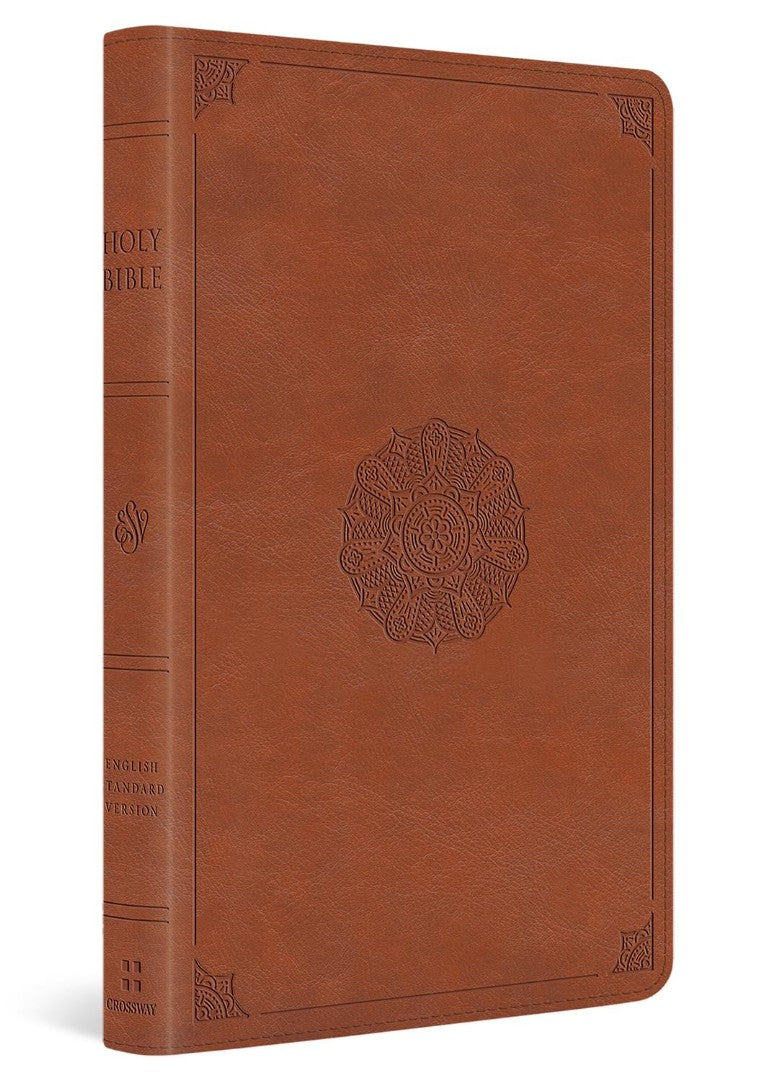 ESV Large Print Thinline Bible, English Saddle - Re-vived