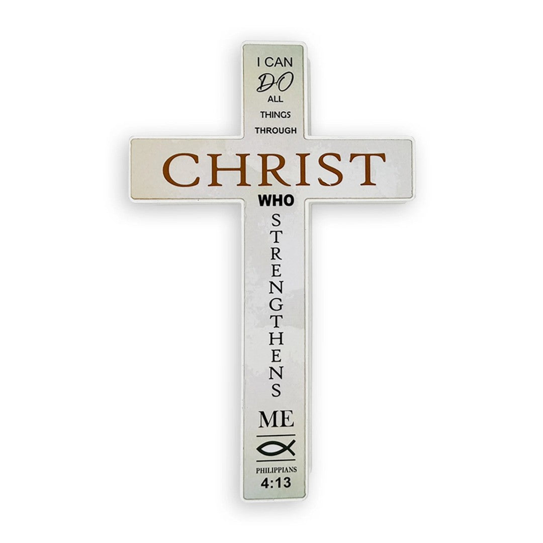 Small Standing Cross – I Can Do All Things Through Christ - Re-vived