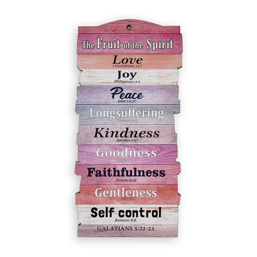 Small Stacked Wooden Plaque – Fruit Of The Spirit - Re-vived