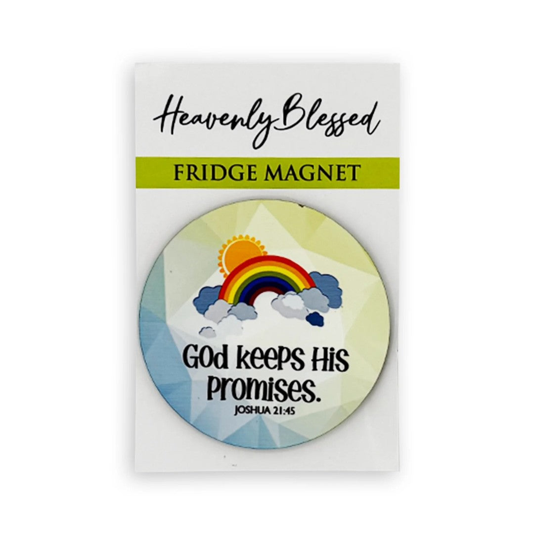 Round Fridge Magnet – God Keeps His Promises (Joshua 21:45) - Re-vived