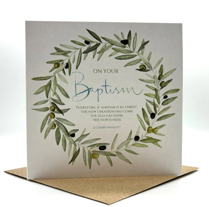 Olive Wreath Card (Blank Inside) - Re-vived