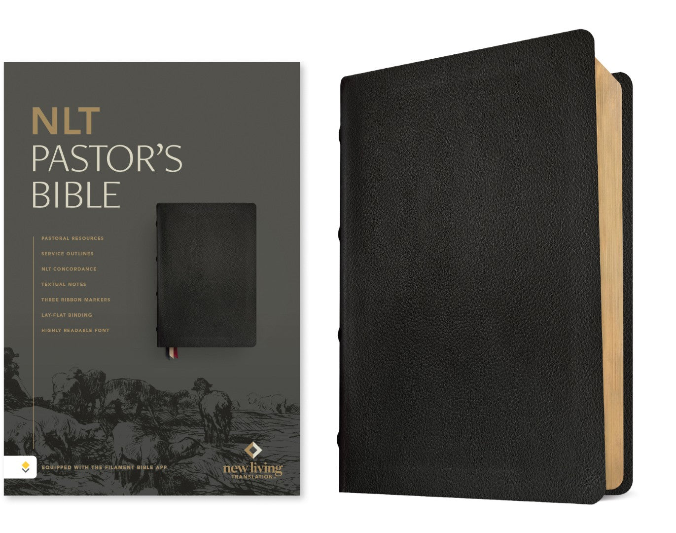 NLT Pastor's Bible, Filament Enabled, Genuine Leather, Black - Re-vived