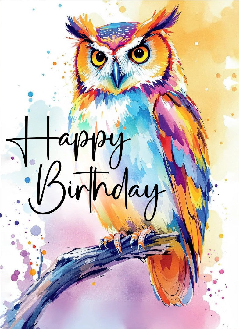 Happy Birthday Owl Card (pack of 6) - Re-vived