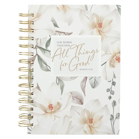 Journal Wirebound White Floral All Things For Good Rom. 8:27 - Re-vived