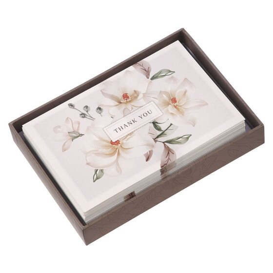 Boxed Cards Thank You White Floral - Re-vived