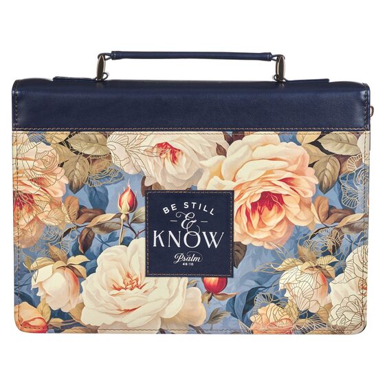 Bible Cover Fashion Navy Be Still Ps. 46:10 - Re-vived