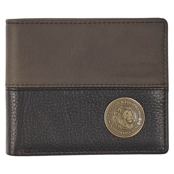 Leather Wallet: Black Lion/Josh. 1:9 - Re-vived