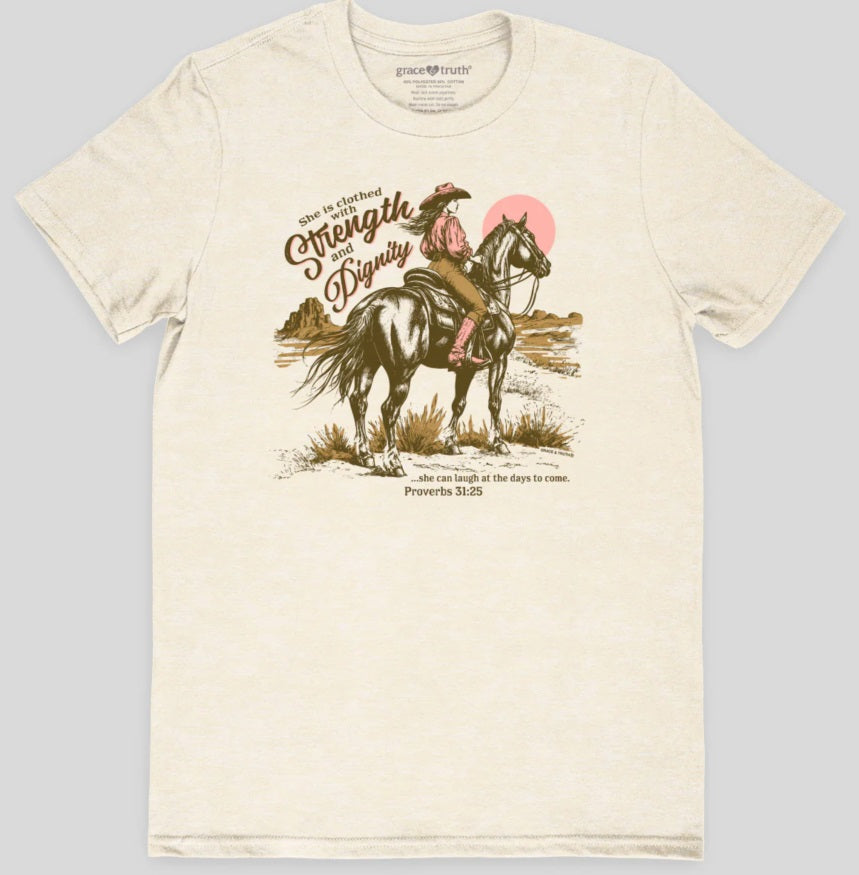 Cowgirl Strength Grace & Truth T-Shirt Large - Re-vived